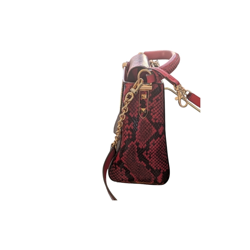 LIKE NEW MICHAEL Kors SET Karlie Crimson Logo Print Faux Snake Textured Leather - Picture 4 of 13
